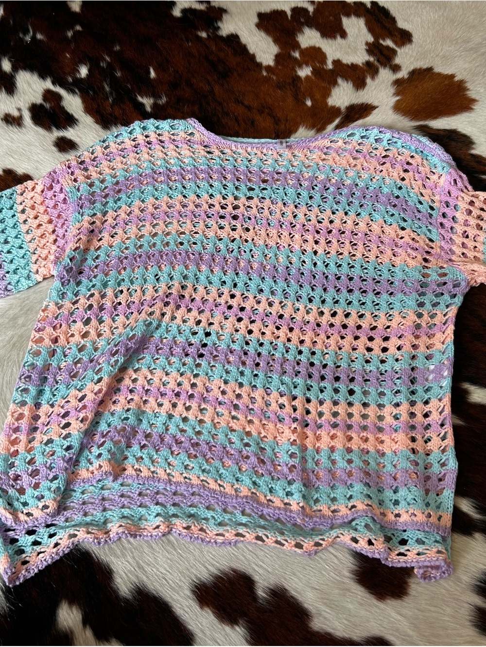 NWOT Pastel Crochet Swim Coverup - Multicolor